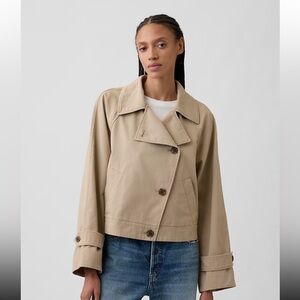 Gap Factory Relaxed Cropped Trench Coat. Cargo khaki. Large. New with tags.